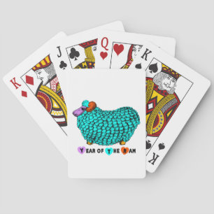 Chinesisches Jahr der türkisblauen Schafskarte Spielkarten