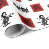 Chinesisches Jahr des Affe-Geschenk-Packpapiers Geschenkpapier (Rolleneckpunkt)