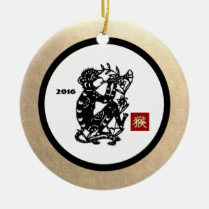 Chinesisches Jahr des Affen 2016 - Geschenk-Orname Keramik Ornament