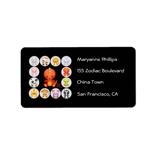 Chinesisches Jahr des Drachen Adressaufkleber (Vorne)