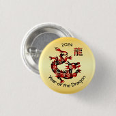 Chinesisches Jahr des Drachen - Buffalo Kariert Button (Vorne & Hinten)