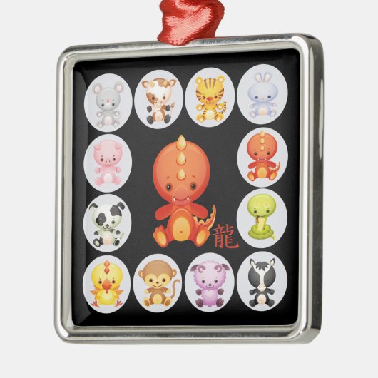 Chinesisches Jahr des Drachen Silbernes Ornament (Links)