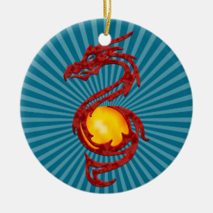 Chinesisches Jahr des Dragon Metalic Red Keramikornament