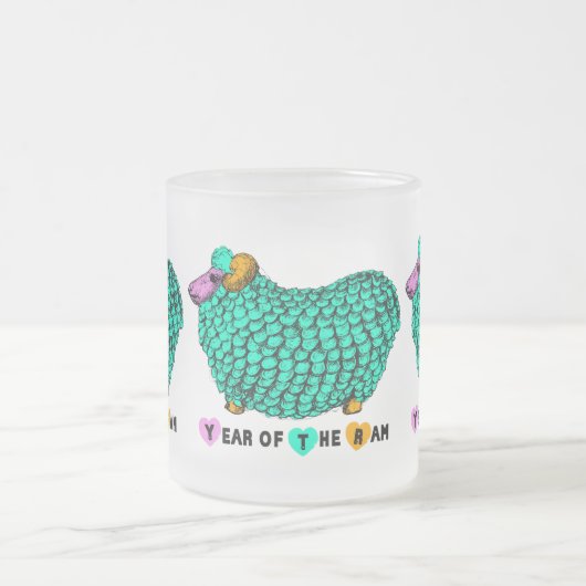 Chinesisches Jahr des grünen Rammes Mattiertes Zod Mattglastasse (Mittel)