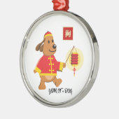 Chinesisches Jahr des Hundes-Geschenks Silbernes Ornament (Links)