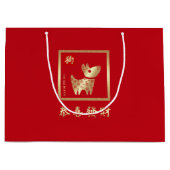 Chinesisches Jahr des Hundes Rotes Gold Große Geschenktüte (Vorderseite)