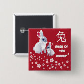 Chinesisches Jahr des Kaninchens. Niedlich Bunnies Button (Vorne & Hinten)