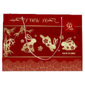 Chinesisches Jahr des Kaninchens Rot | Gold Große Geschenktüte (Rückseite)