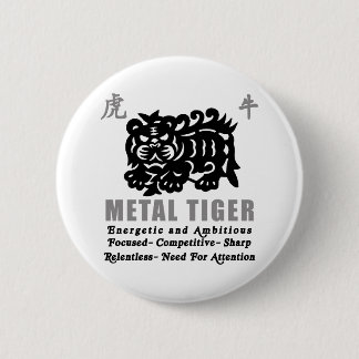 Chinesisches Jahr des Metalltiger-Geschenks 2010 Button