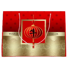 Chinesisches Jahr des Ochs Rot | Gold Große Gesche Große Geschenktüte