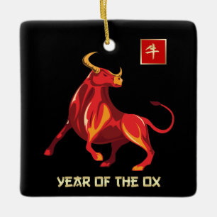 Chinesisches Jahr des Ochs Sondergeschenk Keramikornament