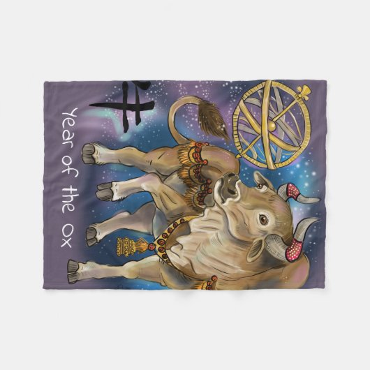 Chinesisches Jahr des Ochsen Fleecedecke (Vorderseite (Horizontal))