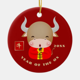 Chinesisches Jahr des Ox-Geschenks Keramik Ornament