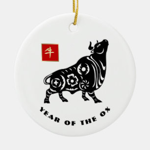 Chinesisches Jahr des Ox-Geschenks Keramik Ornament