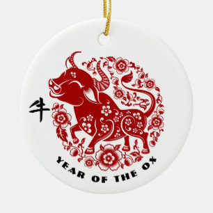 Chinesisches Jahr des Ox-Geschenks Keramik Ornament