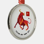 Chinesisches Jahr des Ox-Geschenks Ornament Aus Metall (Rechts)
