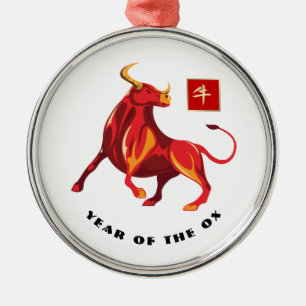 Chinesisches Jahr des Ox-Geschenks Ornament Aus Metall