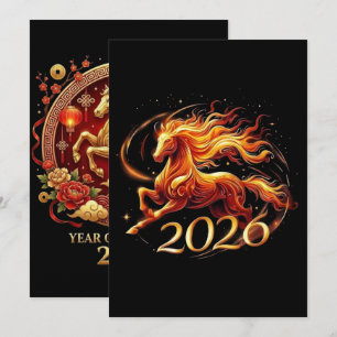 Chinesisches Jahr des Pferdes 2026 Feierlichkeiten Feiertagskarte