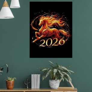 Chinesisches Jahr des Pferdes 2026 Feierlichkeiten Poster