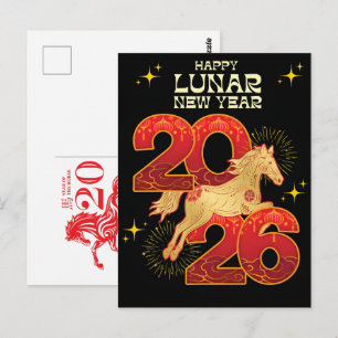 Chinesisches Jahr des Pferdes 2026 Feierlichkeiten Postkarte
