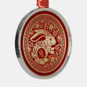 Chinesisches Jahr des Rabbit Red Gold Geschenks Ornament Aus Metall (Rechts)