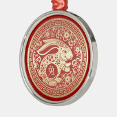 Chinesisches Jahr des Rabbit Red Gold Geschenks Ornament Aus Metall (Links)