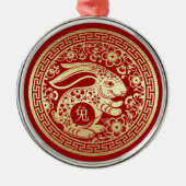 Chinesisches Jahr des Rabbit Red Gold Geschenks Ornament Aus Metall (Vorne)