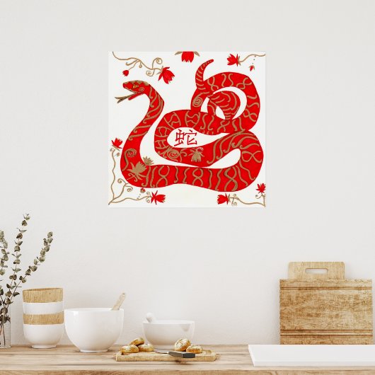 Chinesisches Jahr des Schlangenplakats Poster (Küche)