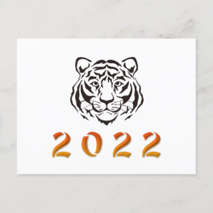 Chinesisches Jahr des Tiger 2022 Schwarz-weiß Postkarte