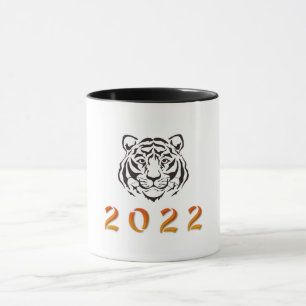 Chinesisches Jahr des Tiger 2022 Schwarz-weiß Tasse