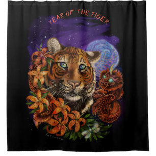 Chinesisches Jahr des Tiger Fleece Blanket Duschvorhang