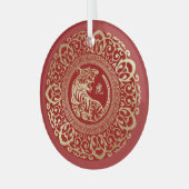 Chinesisches Jahr des Tigergeschenks Ornament Aus Glas (Vorderseite links)
