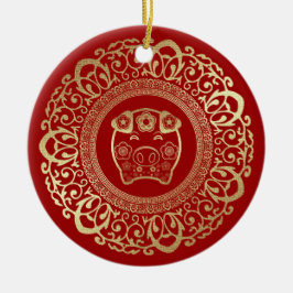 Chinesisches Jahr des Zolljahres der Schweine Keramik Ornament