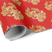 Chinesisches Jahr für Kaninchen mit Papierschnitt  Geschenkpapier (Rolleneckpunkt)