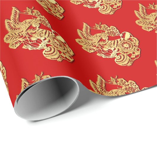 Chinesisches Jahr für Kaninchen mit Papierschnitt  Geschenkpapier (Rolleneckpunkt)