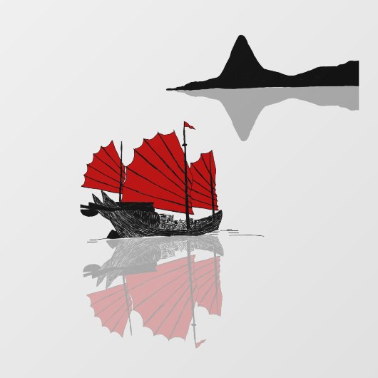 Chinesisches Junk-Schiff Fensteraufkleber (Blatt)