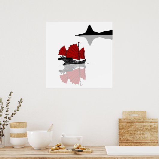 Chinesisches Junk-Schiff Poster (Küche)