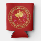 Chinesisches Kaninchen Rot/Gold-ID542 Dosenkühler (Vorderseite)