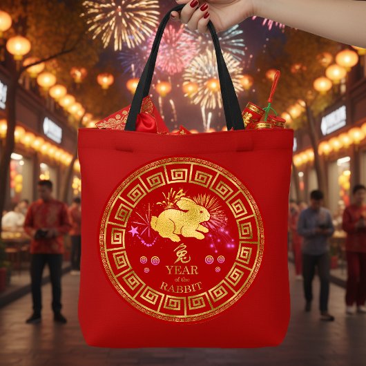 Chinesisches Kaninchen Rot/Gold-ID542 Tasche