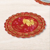 Chinesisches Kaninchen Rot/Gold-ID542 Untersetzer (angewinkelt)