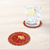 Chinesisches Kaninchen Rot/Gold-ID542 Untersetzer (Vor Ort)