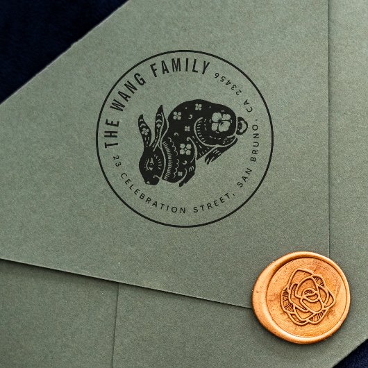 Chinesisches Kaninchen | Rücksendeadresse von Fami Gummistempel