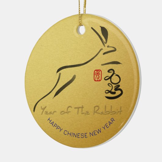 Chinesisches Kaninchenjahr 2023 Keramik O Keramik Ornament (Links)