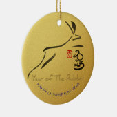 Chinesisches Kaninchenjahr 2023 Keramik O Ornament (Rechts)