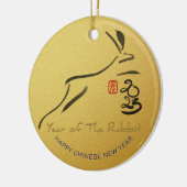 Chinesisches Kaninchenjahr 2023 Keramik O Ornament (Links)