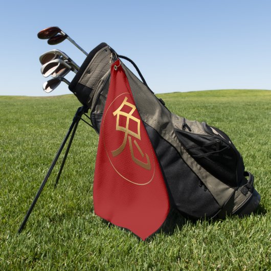 Chinesisches Kaninchenjahr Gold Prägung Ideogramm Golfhandtuch (Gras)
