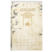 Chinesisches Kaninchenjahr Golden Bamboo Kalender (Jan 2026)