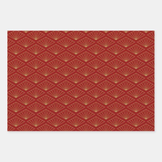 Chinesisches Kaninchenjahr Rotes Gold Goldenes Zod Geschenkpapier Set (Vorderseite)