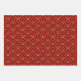 Chinesisches Kaninchenjahr Rotes Gold Goldenes Zod Geschenkpapier Set