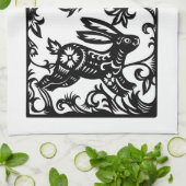 Chinesisches Kaninchenjahr Zodiac-Papierschnitt KT Geschirrtuch (Gefaltet)